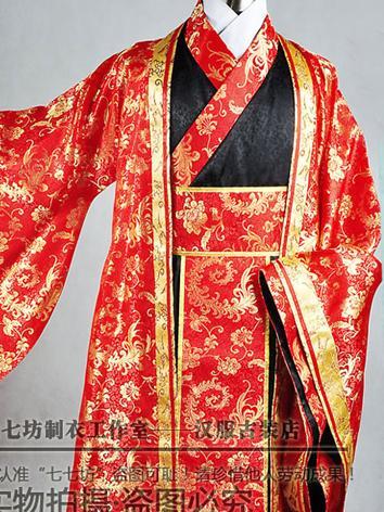 【唐装・漢服ー男】　男性用　漢服華服古装　結婚用　紅鳳金羽