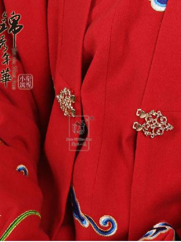 【唐装・漢服ー女】華服古装　女性用 鳳華唐衣褙子　流れ雲と飛び鳳の紋様の刺繍ケープ　赤色