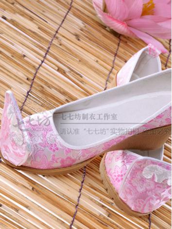 【漢服華服古装用ー靴】演出用靴　刺繍　　ピンク色