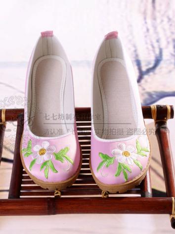 【漢服華服古装用ーチャイナ靴】民族スタイル 刺繍　女性 ピンク色　ハイヒール靴