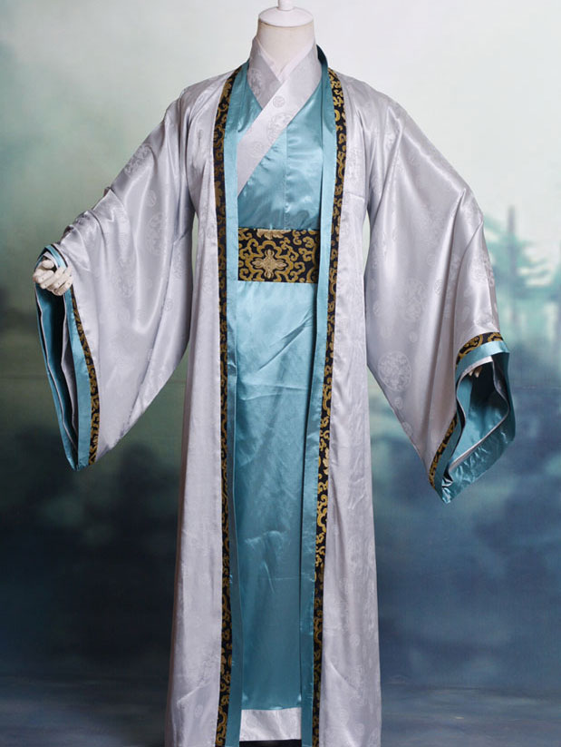 中国　漢服　マント　結婚式　水色