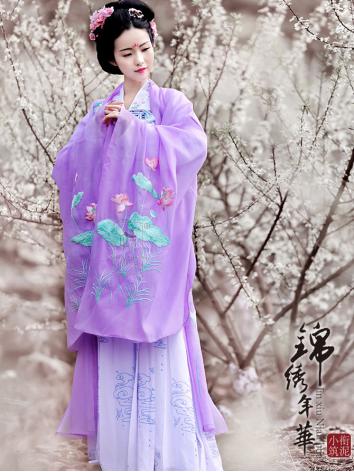 【唐装・漢服ー女】華服古装 錦繍年華 羽織 梨荷 白色/紫色あり