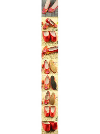 【漢服華服古装用ーチャイナ靴】民族スタイル 鳳凰と龍の刺繍 女性 赤色