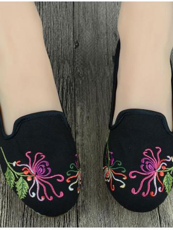【漢服華服古装用ーチャイナ靴】民族スタイル 花の刺繍 女性 黒色 ブルー