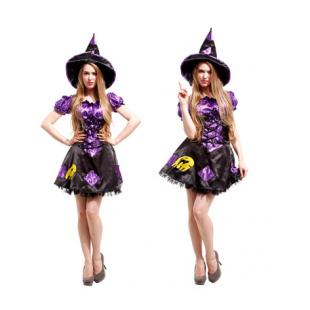 【ハロウィン衣装ー女用】コスプレ衣装 女 cosplay 変装 仮装 イベント 大人用 魔女 巫女 ﾜﾝﾋﾟｰｽ 紫色