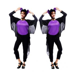 【ハロウィン衣装ー女用】コスプレ衣装 女 cosplay 変装 仮装 イベント 大人用 コウモリ 黒色 紫色