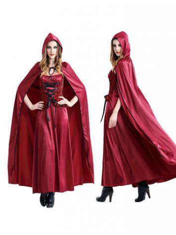 【ハロウィン衣装ー女】コスプレ衣装 女 cosplay 変装 仮装 イベント 大人用 赤色 ケープ 巫女