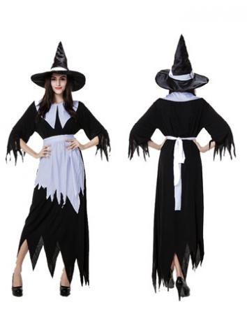 【ハロウィン衣装ー女】コスプレ衣装 女 cosplay 変装 仮装 イベント 大人用 黒色 白色 魔法 魔女 巫女