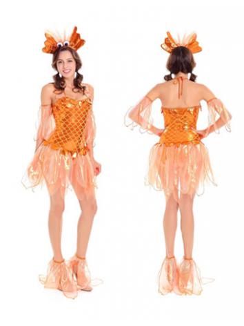 【ハロウィン衣装ー女】コスプレ衣装 女 cosplay 変装 仮装 イベント 大人用 マーメイド 魚 プリンセス オレンジ色