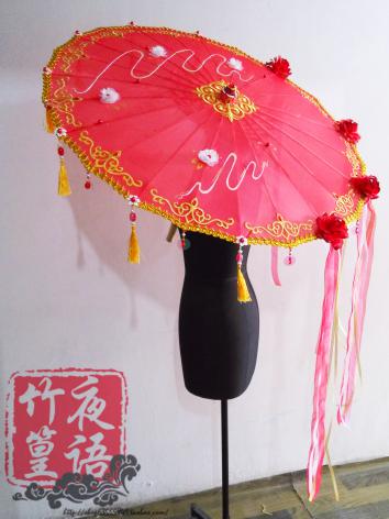 【漢服華服古装用ー傘】和風 漢服道具 コスプレ 赤色 絹花 紗 オーダー 和服着物用
