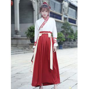 【改良漢服ー女】復古 チャイナ服 民族衣装 演出服 撮影服 白色 赤色 ブルー
