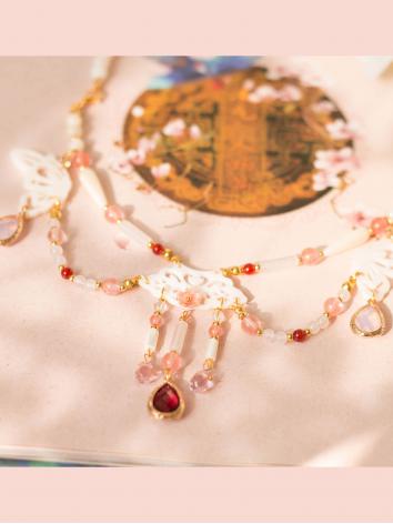 【漢服華服古装用ー飾り物】女性用 首輪 ネックレス 銅 瑠璃 瑪瑙 貝殻