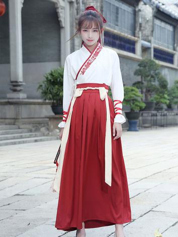 【改良漢服ー女】復古 チャイナ服 民族衣装 演出服 撮影服 白色 赤色 ブルー