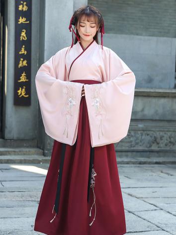 【改良漢服ー女】復古 チャイナ服 民族衣装 演出服 撮影服 ピンク 赤色 刺繍