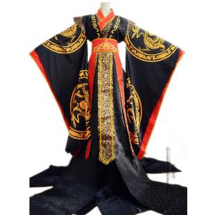 【古風漢服ー男女】オリジナル 男女通用 コスプレ キャラクター 黒色 ゴールド 絹織物