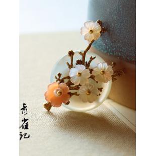 【漢服華服古装用ー飾り物】女性用 手作り ブローチ 貝殻 玉