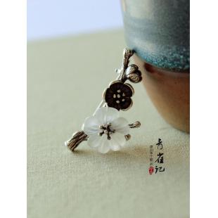 【漢服華服古装用ー飾り物】女性用 手作り ブローチ シルバー 水晶 梅