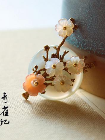 【漢服華服古装用ー飾り物】女性用 手作り ブローチ 貝殻 玉
