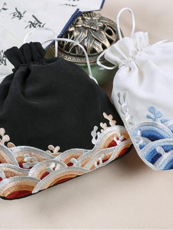 【漢服用道具】チャイナ風 衣装周辺 飾り小物 財布 かばん 布 刺繍 黒色 白色