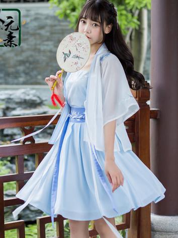 【唐装・漢服ー女】中華服古装 唐朝服 演出服 撮影服 女性用 刺繍 白色 ブルー