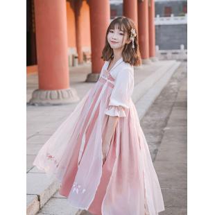 【改良漢服ー女】復古 チャイナ服 民族衣装 演出服 撮影服 刺繍 白色 ピンク