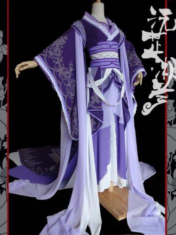 【古風漢服ー女】オリジナル 女性用 コスプレ キャラクター 紫色 白色 六点