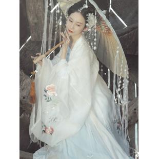 【唐装・漢服ー女】中華服古装 唐朝服 演出服 撮影服 女性用 重工刺繍 白色