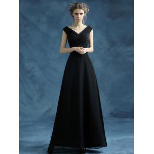 【ウエディングドレス】女性用 スレンダータイプ カラードレス 黒色 結婚式 演奏会 宴会 パーティー 床付く シフオン
