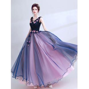 【ウエディングドレス】女性用 カラードレス チャイナドレス 結婚式 宴会 忘年会 ピンク ブルー 床付く