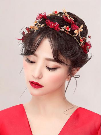 【アクセサリーー飾り物】女性用 髪飾り 花 赤色 ヘアピン ウエディングドレス パーティー 宴会