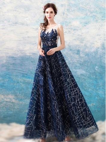 【ウエディングドレス】女性用 カラードレス チャイナドレス 結婚式 宴会 忘年会 ブルー レース