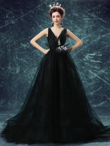【ウエディングドレス】女性用 カラードレス チャイナドレス 結婚式 宴会 忘年会 黒色 紗