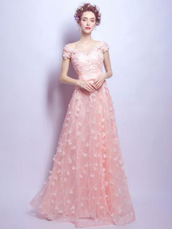 【ウエディングドレス】女性用 カラードレス チャイナドレス 結婚式 宴会 忘年会 ピンク レース 紗