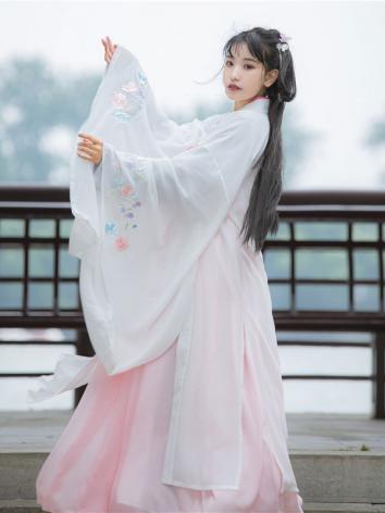 【唐装・漢服ー女】中華服古装 唐朝服 演出服 撮影服 女性用 刺繍 白色 コート