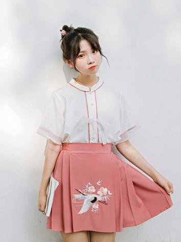 【改良漢服ー女】復古 チャイナ服 民族衣装 演出服 撮影服 白色 ピンク 上衣 スカート