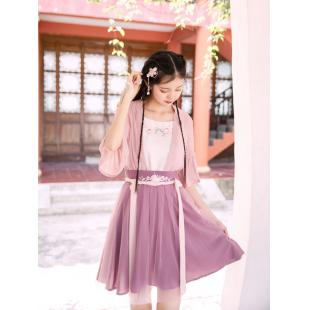 【改良漢服ー女】復古 チャイナ服 民族衣装 演出服 撮影服 紫色 ピンク 上衣 スカート 刺繍