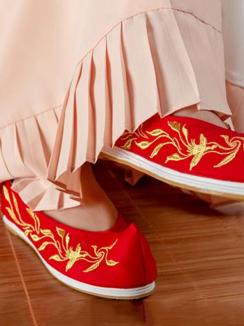 【漢服華服古装用ーチャイナ靴】民族 漢服 女性用 刺繍 赤色 レッド きいろ