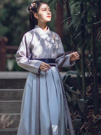 【中華服】唐装 漢服 明時代服 演出服 撮影服 上着+スカート 紫+灰色  HTZ002