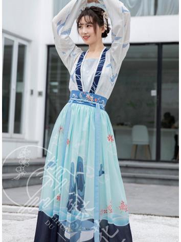 【唐装・漢服ー女】中華服古装 女性用 上着+スカート ブル系 宋時代