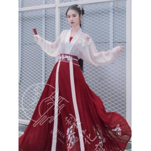 【唐装・漢服ー女】中華服古装 女性用 上着+スカート+キャミソール ピンク＆レッド　宋時代