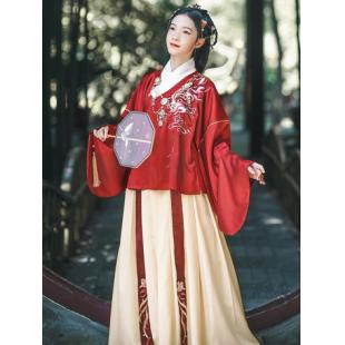【中華服】唐装 漢服 刺繍 唐時代服 セット 女性 赤色  演出服 撮影服