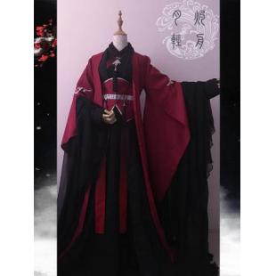 即納商品【古風漢服ー女】女性用 コスプレ キャラクター 五点 赤色 黒色