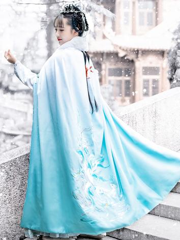 中国　漢服　マント　結婚式　水色