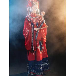 【唐装・漢服ー女】中華服古装 結婚式用 演出服 撮影服 女性用 刺繍 赤色