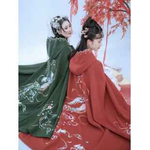 【唐装・漢服ー女】中華服古装 マント　紅色/緑色 演出服 撮影服 刺繍