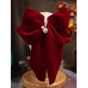【飾り物】女性用 手作り 結婚式 赤いヘアピン 蝶結び 2タイプあり