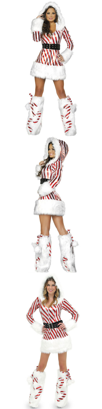 クリスマス　サンタ衣装セット/演出用/パティー服 フード付きワンピース、ブーツカバー　2点セット