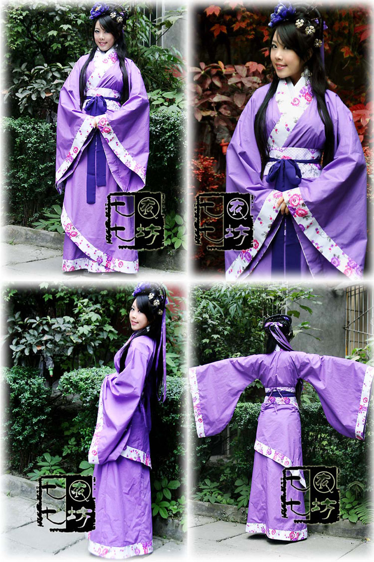 【唐装・漢服ー女】女性用　華服古装　紫花縁